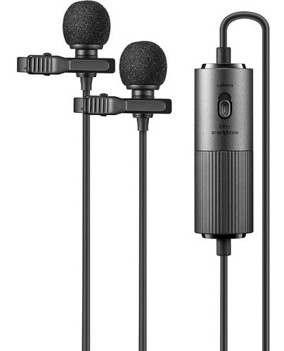 Micrófono Godox Lmd-40c Lavalier Dual Omnidireccional Trrs Color Negro