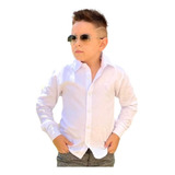 Camisa Social Masculina Infantil Manga Longa Estampada/lisa