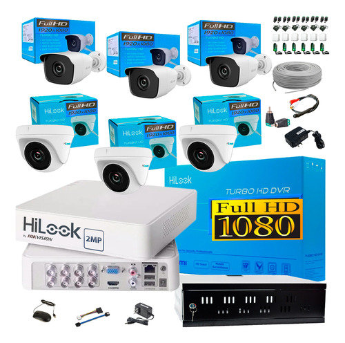 Kit Hikvision Hilook Dvr 8ch + 6 Cámaras 1080p + Accesorios
