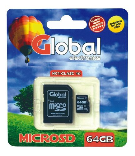 Microsd 64gb + Adaptador Global Electronics Clase10