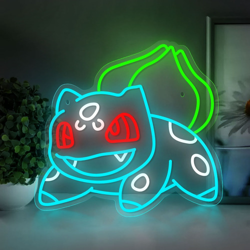 Letrero Led Con Luz De Neón Bulbasaur Para Decoración De Par