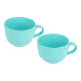 Juego De 2 Tazas Cerámica Jumbo Grande 740 Ml Colors Color Azul Claro