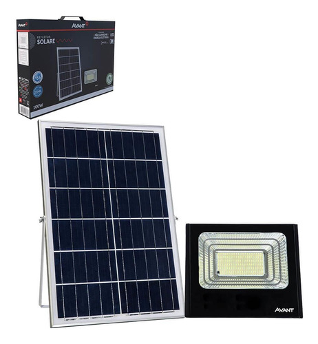 Refletor Led Placa Solar Bivolt 100w 6500k Branco Frio Avant