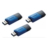 Pack 3 Unidades Pendrive Kingston Usb 3.2 64gb Exodia M Color Azul Ex