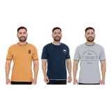 Kit 3 Camisetas Camisa Blusas Gola Dupla Manga Curta Flero