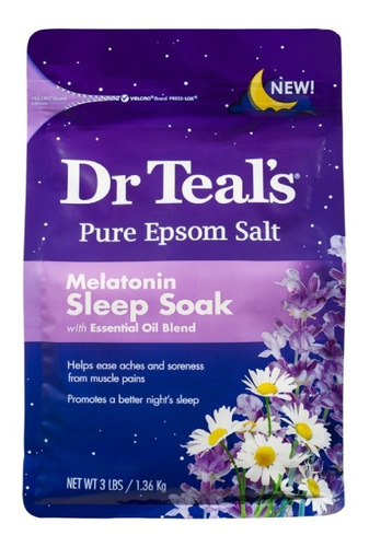 Sal Epsom Pura Dr Teals Sales Para Tina 1.36kg Melatonina Fragancia Lavanda Y Manzanilla