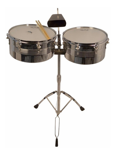 New Beat Lt156c Timbales Con Cencerro, Baquetas Y Llave Afin