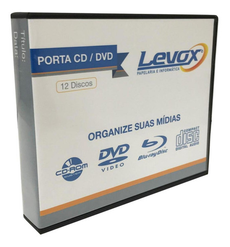 Porta Cd/dvd 12 Discos Plástico Preto 3x14x16cm