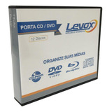 Porta Cd/dvd 12 Discos Plástico Preto 3x14x16cm