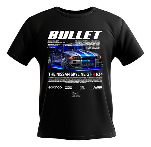 Playera Estampada Con Diseño De Carro Skyline Bullet A1