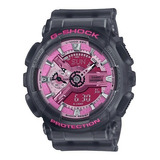 Reloj Casio G-shock S Series Gmas110np8 P/hombre Time Square Color De La Correa Negro Color Del Fondo Rosa C