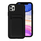 Funda Cartera Para iPhone 11 Negro Delgada Silicon Liquido