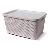 Canastos Organizador Plastico Apilable Rattan Mediano + Tapa Colombraro