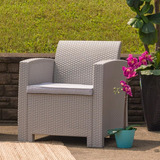 Flash Furniture Seneca Light Gray Faux Rattan Chair Con Cojí