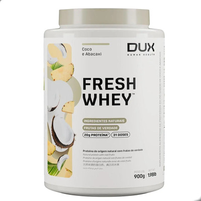 Whey Dux Fresh Whey 100% Puro 900g Concentrado E Isolado Sabor Coco E Abacaxi | Frete grátis
