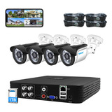 Kit De Camaras Cctv Hd 2mp Y Dvr Alta Definicion +1tb Disco Color Negro