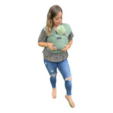 Fular Para Porteo, Canguro, Rebozo, Portabebes, Ergonómico Color Fular Elastico Verde Dino