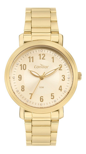 Relógio Condor Feminino Elegante Dourado Kit Copc21jdn/k4x