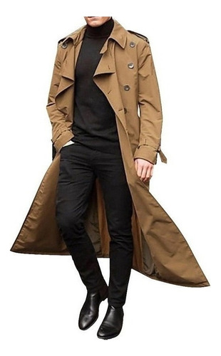 Lazhu Casaco Subretudo Trench Coat Longo Masculino