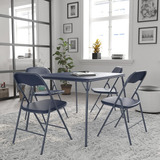 Flash Furniture Madison 5 Piezas Azul Marino Plegable Mesa Y