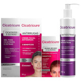 Kit Cicatricure Gel Cicatrizes Estrias Creme Facial Corporal