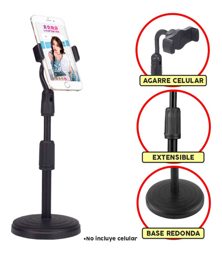 Soporte Celular De Mesa Regulable Smartphone Streaming Cuota