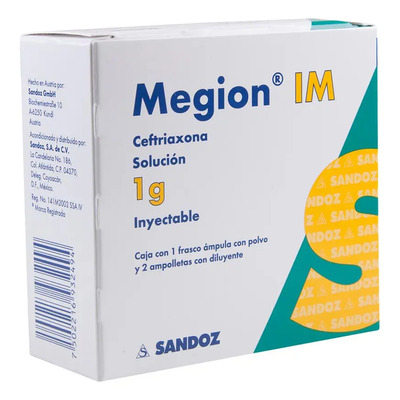 Megion Im Solución Inyectable 1 G (1 Frasco Ámpula + 1 Ampolleta Diluyente) | Envío gratis