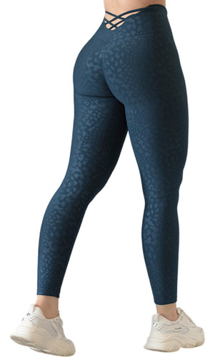 Leggin Push Up Azul Licra Colombiana Mallones Leggings Mujer