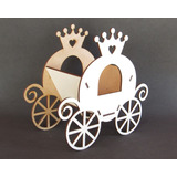 10pçs Lembrança Cachepô Carruagem 18cm Mdf Branco Princesas