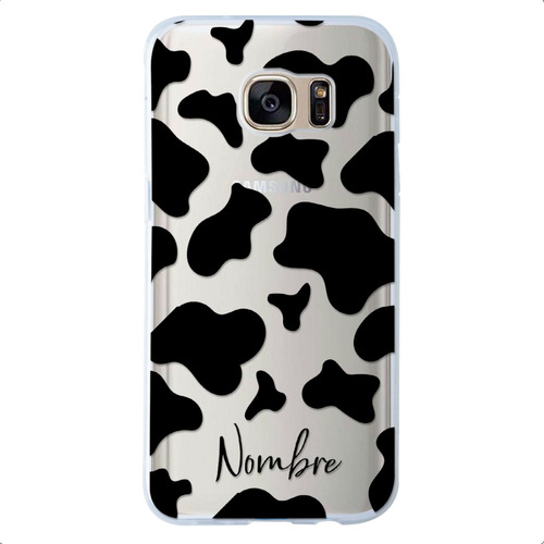 Funda Galaxy Animal Print Vaca Con Tu Nombre