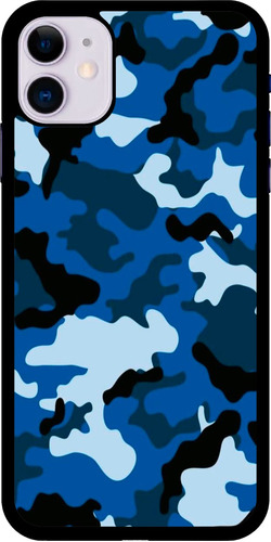 Funda Celular Diseño Camuflaje Militar Azul Y Negro