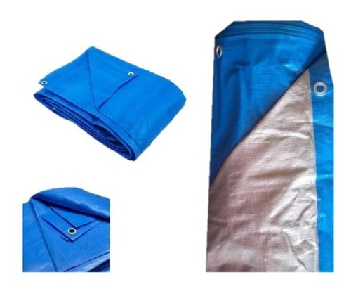Rafia Lona Cubre Cerco 2x50 M Azul Plateado Ojal De Aluminio