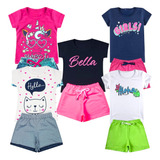 Kit 4 Conjuntos Roupa Infantil Menina Feminino Atacado Verão