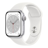 Apple Watch Series 8 Gps - Caja De Aluminio Plata 41 Mm - Correa Deportiva Blanca - Patrón