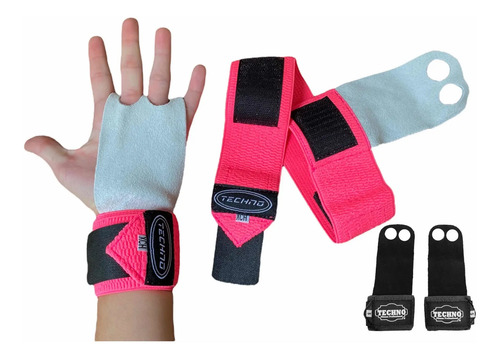 Calleras Gimnasia Piel Deluxe Crossfit Niño Niña Negro Rosa