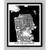 Arte De La Pared Del Mapa De La Ciudad De San Francisco