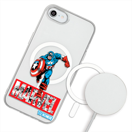 Funda Para iPhone Magsafe Capitán América Marvel Tu Nombre