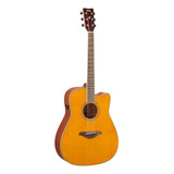 Guitarra Folk Con Cutaway Yamaha Transacoustic Fgc-tavt Color Marrón Claro Orientación De La Mano Diestro