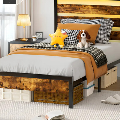 Furrific Base de Cama Individual con Luces LED y Enchufe Integrado, Estructura de Metal Resistente con Puerto USB, Marco de Cama Moderno para Recámara, Soporte Firme y Diseño Funcional | Envío gratis
