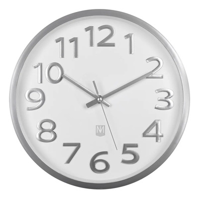 Reloj Pared Moderno Plata 30 Cm Plateado Diseño Fondo Blanco | Envío gratis