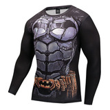 Camisa Compresión Para Hombre Batman Impreso Manga Larga