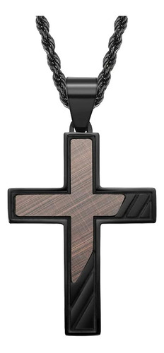 Jo Wisdom Cruz Negra Para Hombres Y Mujeres Collar De Acero 