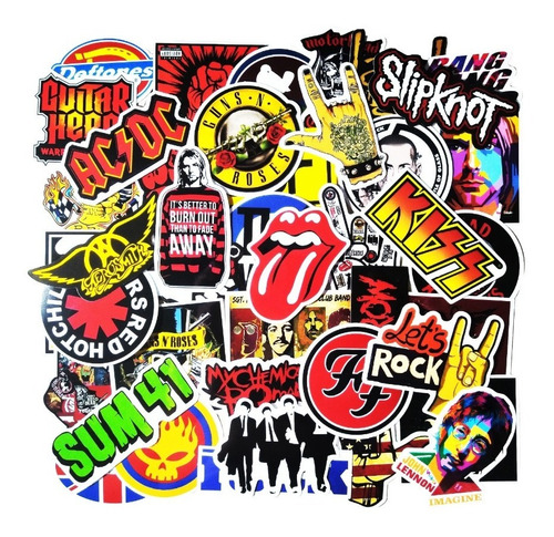 Stickers Calcomanias Bandas Rock Pack 50 Unidades