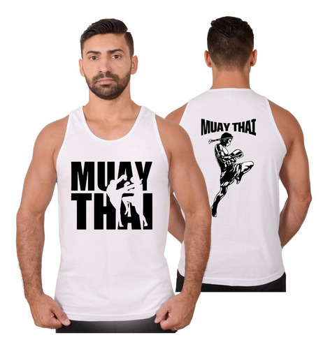 Regata Masculina Muay Thai Personalizada Costas Luta Algodão