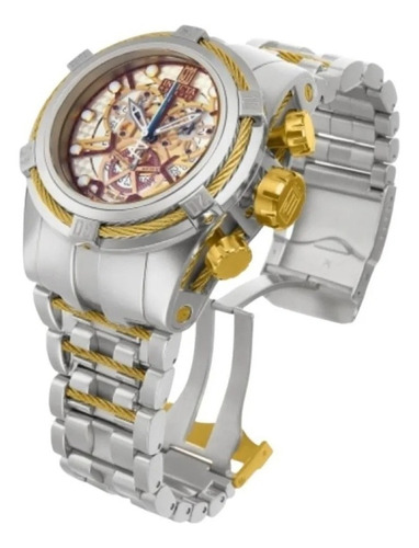 Relogio Invicta Zeus Bolt Skeleton Prata 100% Original Cor Da Correia Cinza Claro