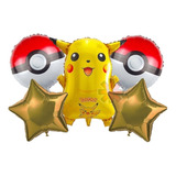 Kit 5 Globos Metálicos Pikachu Pokemon Toda Ocasión Fiesta