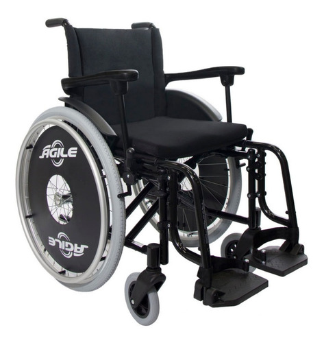 Cadeira De Rodas Em Alumínio 44x42x40 Agile 120 Kg Jaguaribe Cor Preto