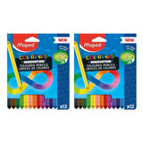 2 Cajas De Lapices Maped Infinity Mas Durables X 12 Colores