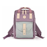 Mochila De Tela Para Laptop De 13 Pulgadas Color Lila Gris