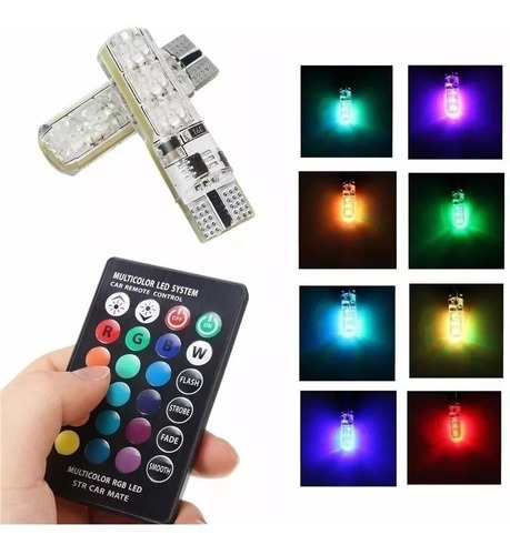 Led Posicion T10 W5w Multicolor Rgb C/control Remoto